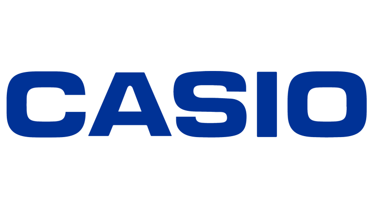 Blaues Casio-Logo auf weißem Hintergrund