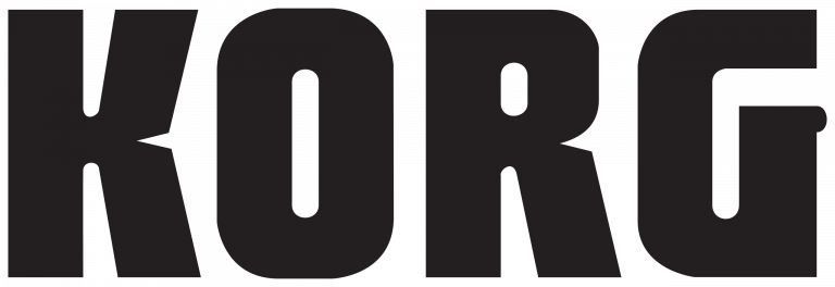 Schwarzes Korg-Logo auf weißem Hintergrund.