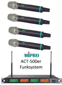 Mikrofon Funksystem mit vier Handmikrofonen