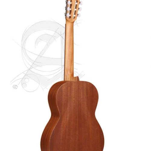 Rückansicht einer klassischen Akustikgitarre