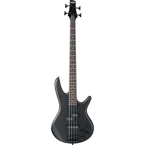 Schwarzer E-Bass mit vier Saiten