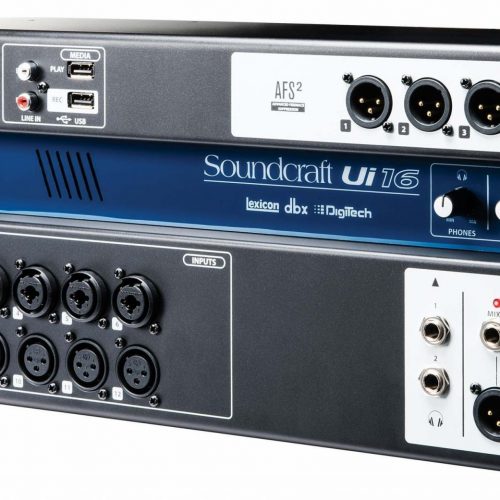 Soundcraft Mischpult mit Anschlüssen und Reglern