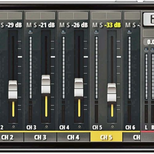 Digitale Audiomischer-App auf Smartphone.